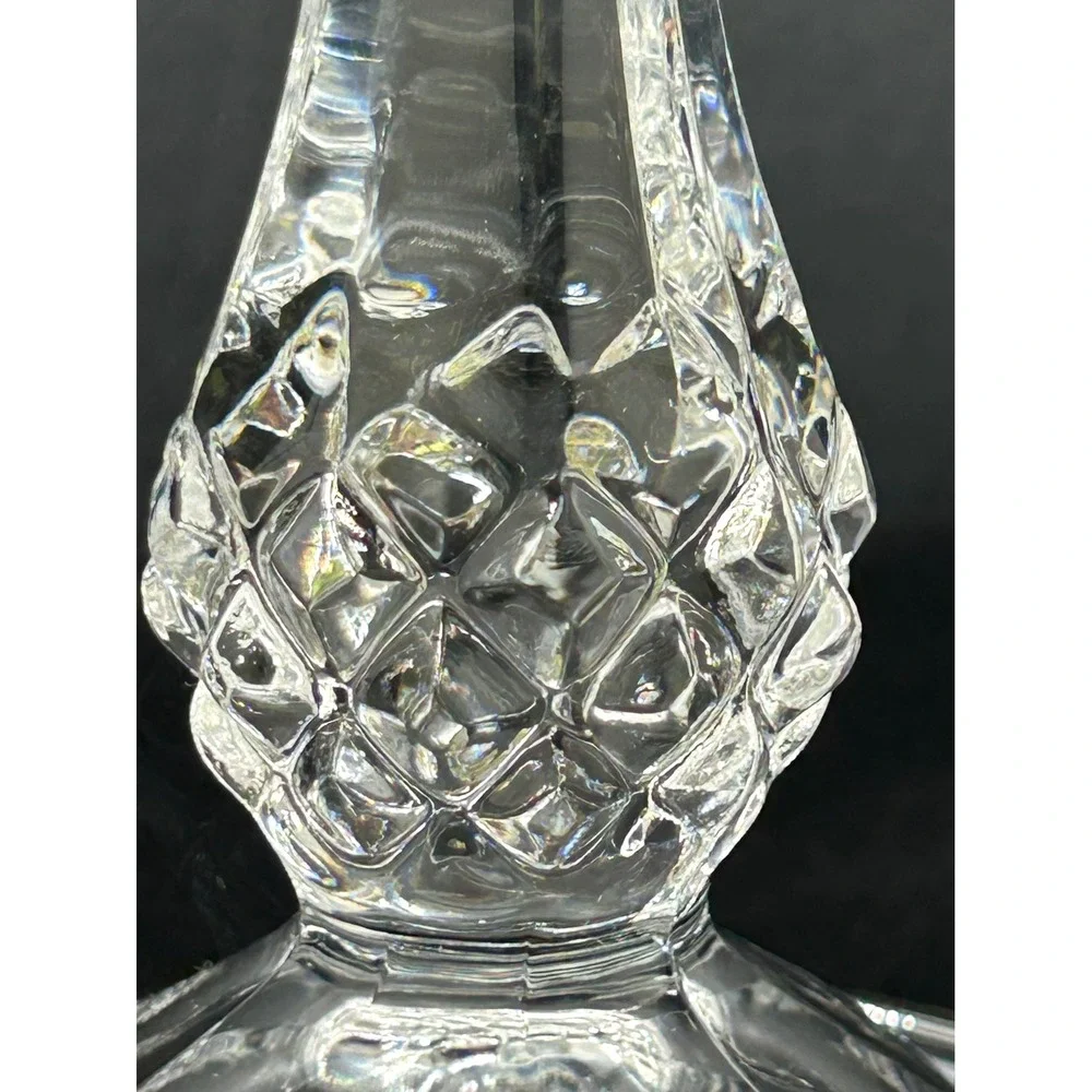 Cristal d'Arques France Lead Crystal Candlestick Holder Diamond Cut 6.5 Inch